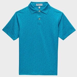 Peter Millar Boy's Hammered Shark Print Performance Jersey Polo Shirt | SMALL